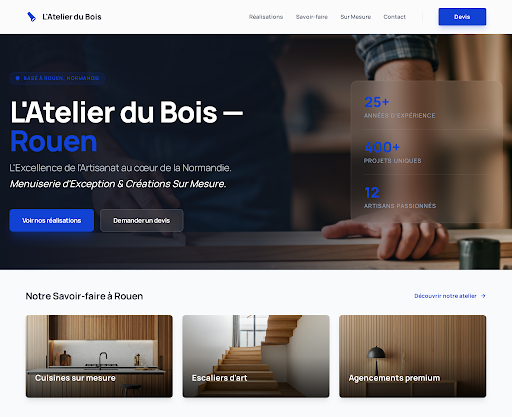 Aperçu du site L'Atelier du Bois